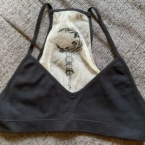 Leto Accessories size xs-s black and nude tatted babe bralette